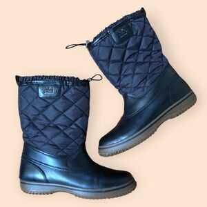Coach Samara Aniline Snow Boots Black Quilted Nylon Leather Winter Women’s 7